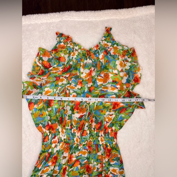 Code X Mode Women’s Size S Floral Maxi Dress Boho Stretchy Waist Flutter Sleeves - Picture 13 of 15